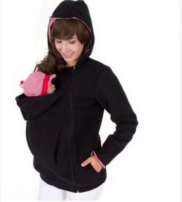 Black with red hat ENbeautter/модные повседневные толстовки для родителей; однотонные женские толстовки на молнии; коллекция года; осенне-зимние топы; многофункциональные пальто - Цвет: Black with red hat