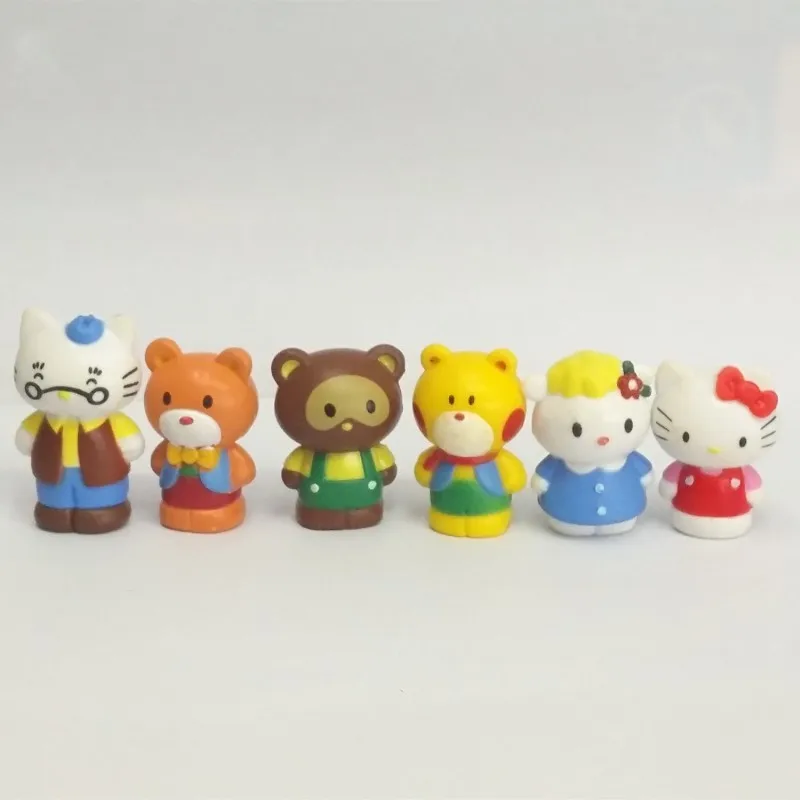 6 шт./компл. Милая Белая Мини-фигурка Hello KITTY детские игрушки сделай сам