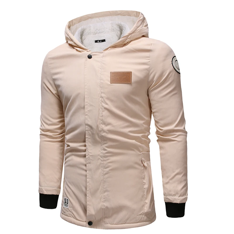 Hooded Parka Men's Long Wool and Cap Cotton-padded Clothing Autumn Winter New Arrival Men Clothes