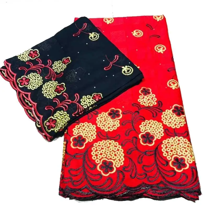 Африканский Базен Riche ткань с Тюль пряжа шарф Набор 5 + 2 ярдов/партия Роскошные