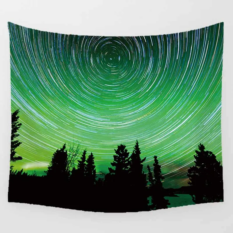 Гобелен с единорогом настенный гобелен фиолетовым небом и ночным пейзажем