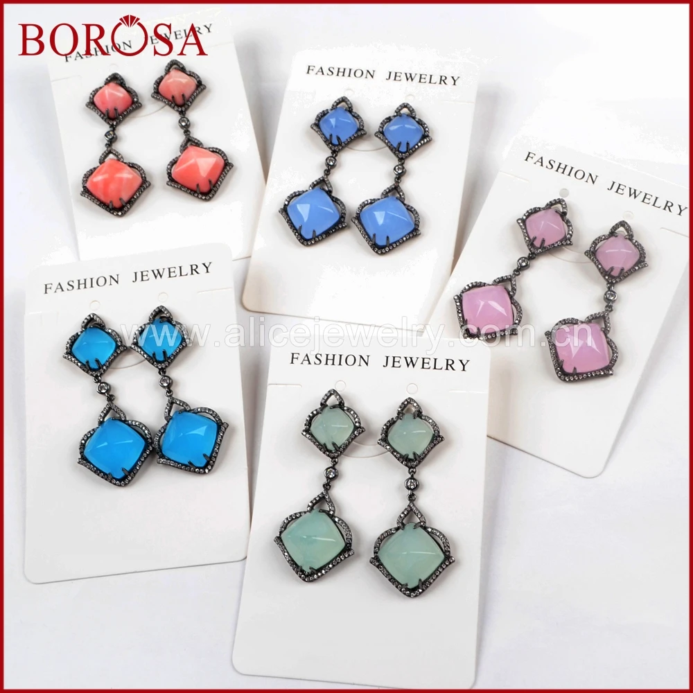 BOROSA оптовая продажа 5 пар CZ микро проложить горный хрусталь граненый камень