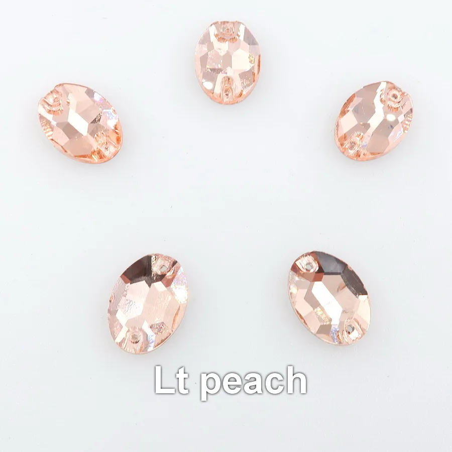 A23 Lt peach Овальная форма, плоская задняя часть, с двумя отверстиями, стеклянный кристалл, 6 размеров, пришитые стразы, бусины, свадебная обувь, сумки, аксессуары для украшения своими руками - Цвет: A23 Lt peach