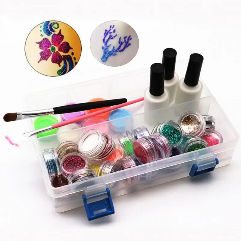 1 комплект набор для тату инструмент блестящая пудра временных татуировок боди