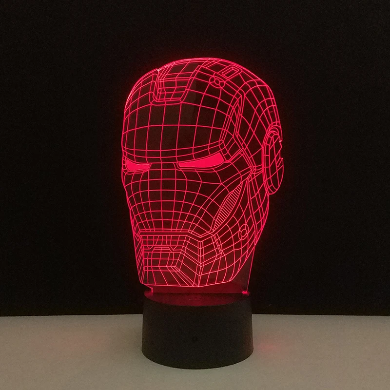 Человек-паук железная модель человека 3D иллюзия светодиодный ночник светящийся в темноте Мстители фигурка супергероя игрушки светятся 7 цветов