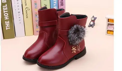 Зимние модные детские зимние ботинки для девочек обувь теплые плюшевые с мягкой