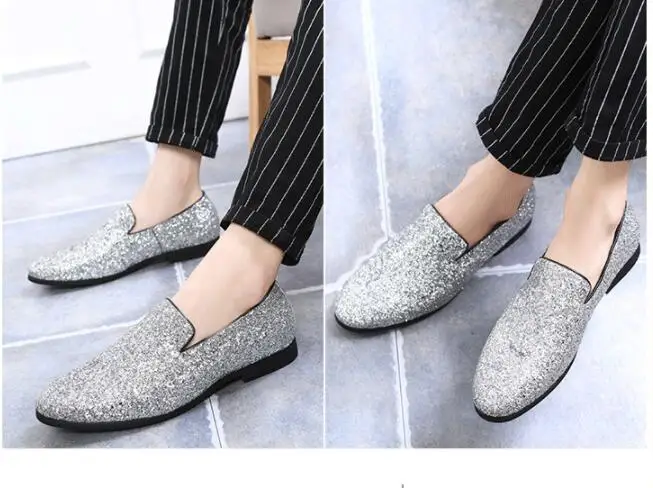 Брендовая обувь с блестками мужские дизайнерские Роскошные лоферы Мужская для