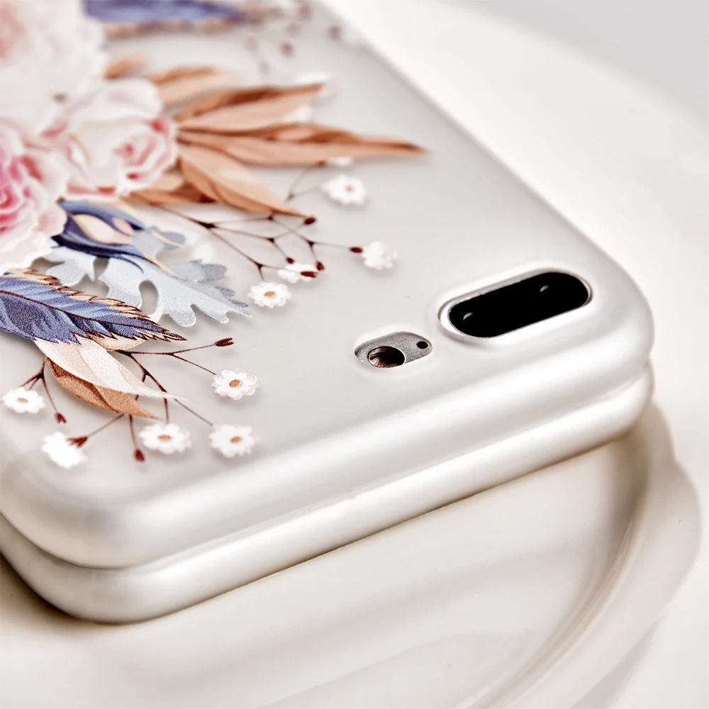 Tomkas милый узорчатый чехол для iPhone 7 8 Plus X роскошный красивый цветок СИЛИКОН ТПУ 6 S