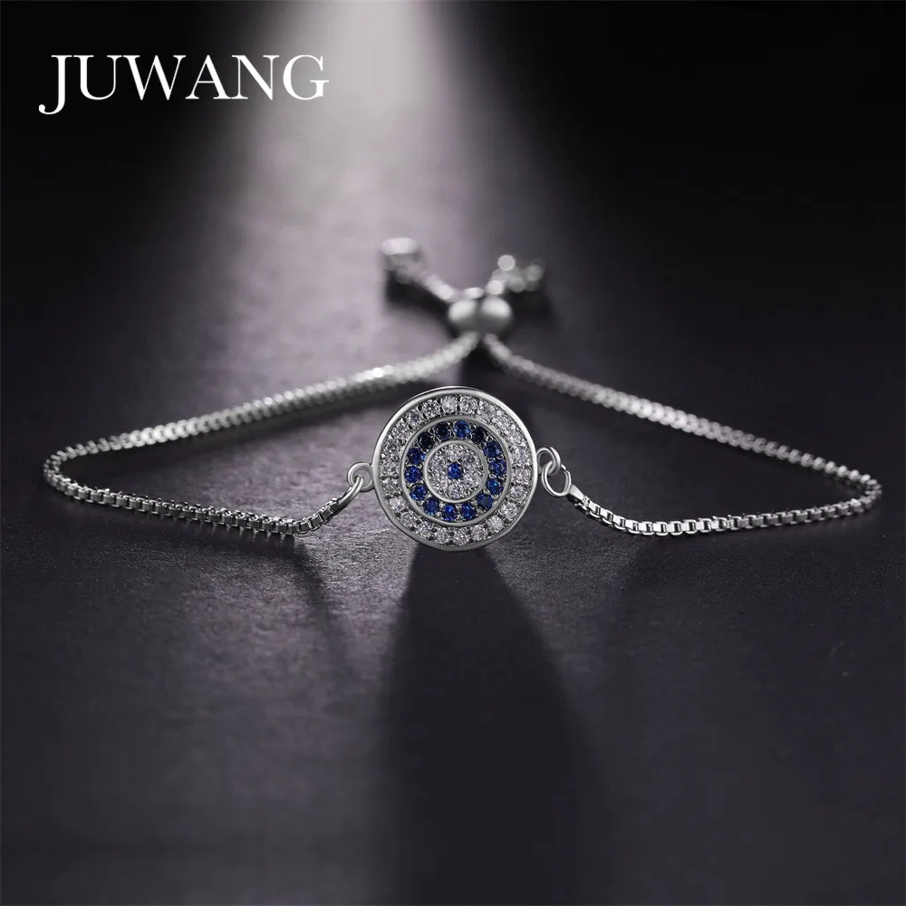 

JUWANG New Fashion DIY Evil Eye Bracelets For Women Zircon Micro Pave Charm Adjustable Chain Bracelet Bangles Jewelry ojo turco