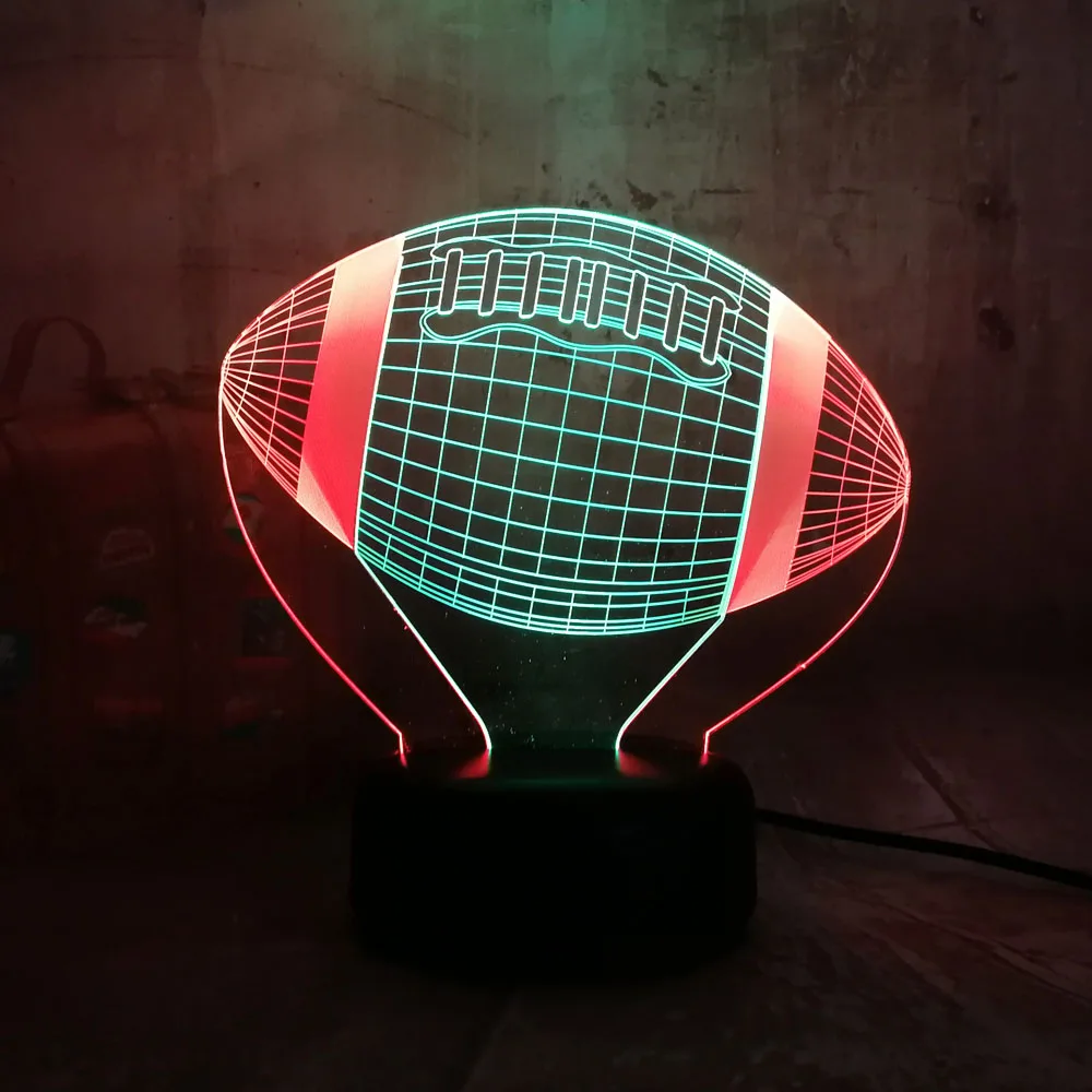 Новинка спортивный стиль 7 смешанных цветов футбол 3D светодиодный ночник