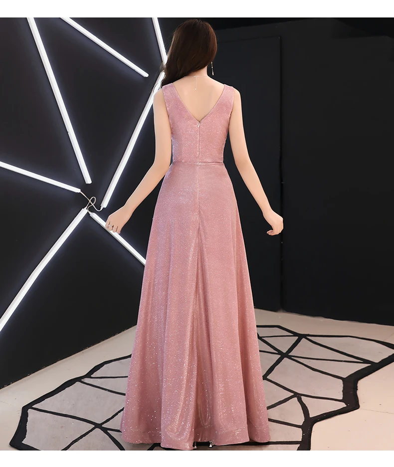 Женское вечернее платье с блестками элегантное бальное открытой спиной и V nec