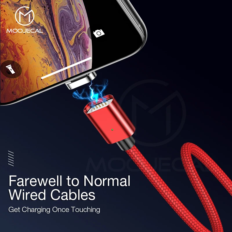 MOOJECAL USB кабель для iPhone X XS MA XR 8 7 6 5 6s S plus Магнитный мобильного телефона зарядное