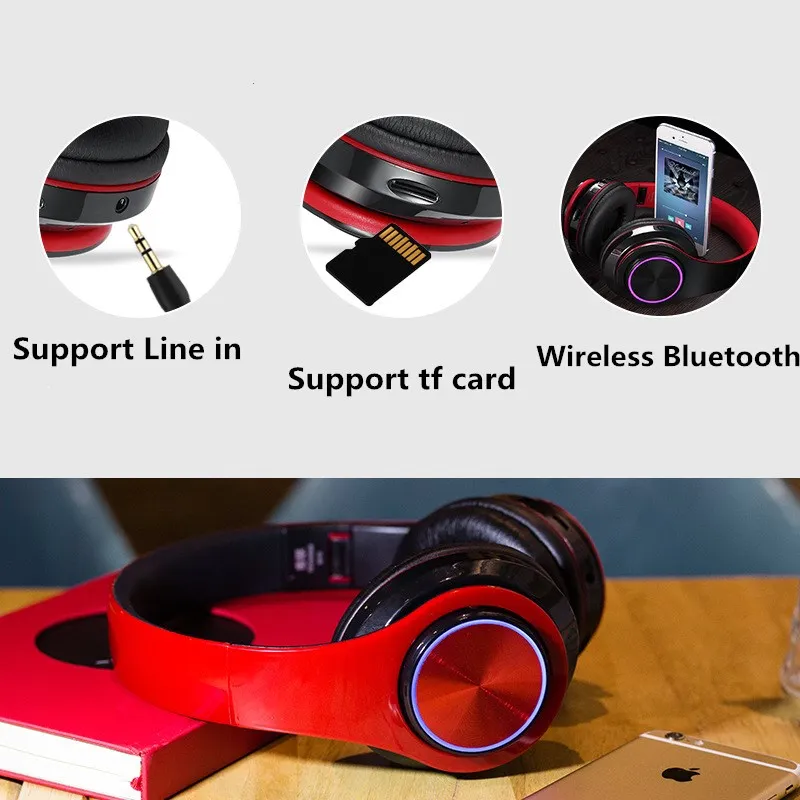 BH3 Bluetooth наушники TF Aux Mp3 плеер светящиеся Беспроводной складной бас стерео
