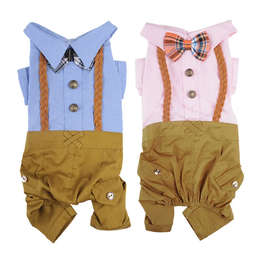 Spring And Summer Pet Dog Clothes 2 Colors England Style Braid Jumpsuit 4 Sizes Small Dogs Rompers Apparel END135 | Дом и сад