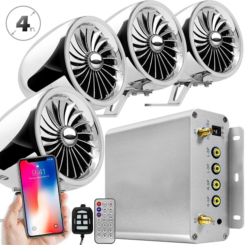 4 шт./компл. Bluetooth колонки 600W набор усилителей для ATV UTV мотоцикл FM Стандартный SD