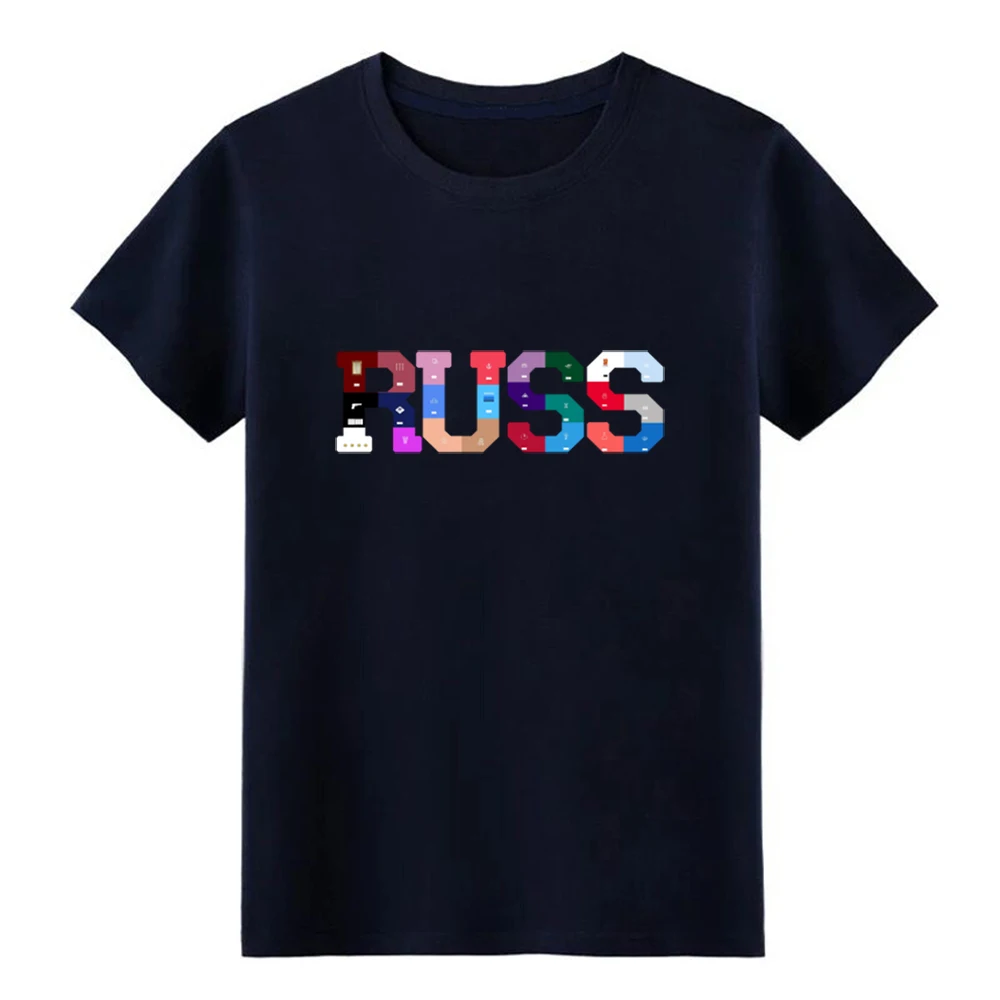 Мужская футболка с принтом RUSS повседневная Весенняя унисекс круглым вырезом и