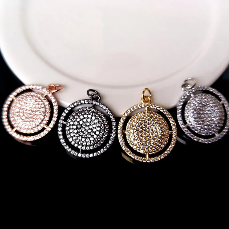 

5Pcs Tiny CZ crystal Charm,CZ zircon Stone Micro pave Turkish Style round Pendant,Jewelry Finding DIY necklace making P603