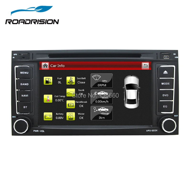 Автомобильный DVD плеер RoadRision 2din для Volkswagen VW Touareg T5 Multivan Transporter черный с Bluetooth GPS
