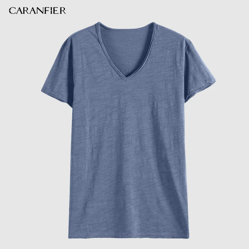 CARANFIER 2 шт. 3 4 футболка летняя новая мужская с коротким рукавом Лоскутная