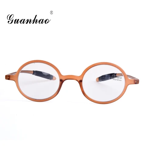 Ультралегкие круглые очки для чтения Guanhao в стиле ретро для мужчин и женщин, линзы из смолы, очки с прозрачной прочной оправой, очки для дальнозоркости 1,0 1,5