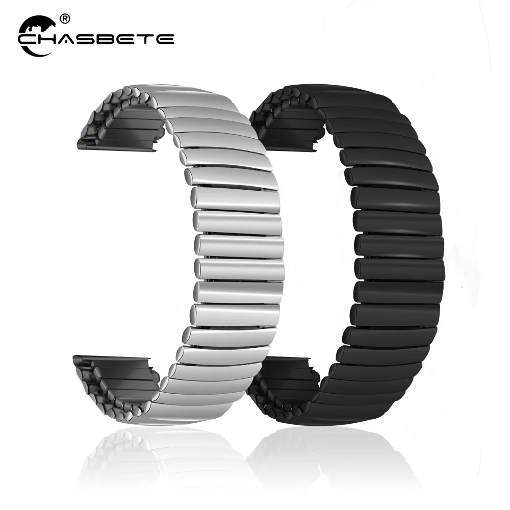 Stainless Steel Watch Band 12mm 14mm 16mm 18mm 20mm 22mm 24mm Elastic Strap Loop Wrist Expansion Belt Strech Bracelet black