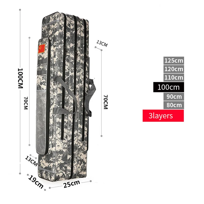 3 Layer 100cm 2/3 слой 80/90/100/110/120/125 см рыбацкая сумка из ткани Оксфорд для рыболовной удочки сумка для рыболовных снастей, сумки для путешествий, сумки для XA86G - Цвет: 3 Layer 100cm