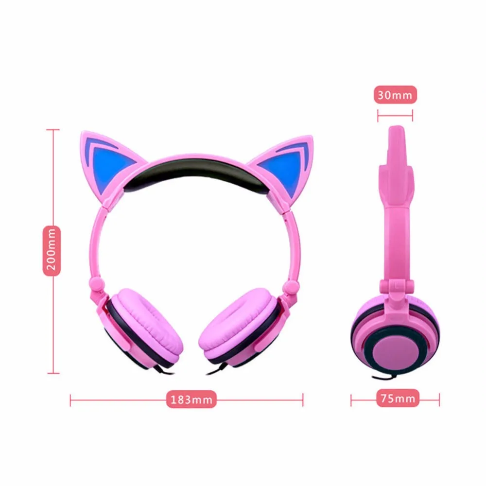 Детские Bluetooth стерео наушники с кошачьими ушками мигающие светящиеся милые