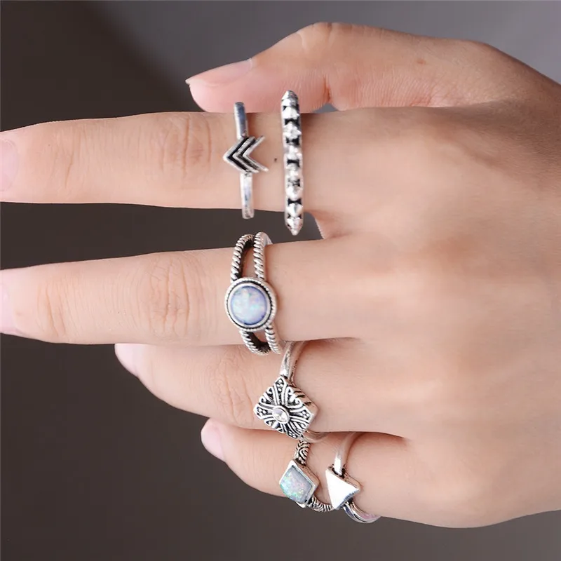 6 шт./лот этнический бренд богемный турецкий набор колец средней длины винтажный