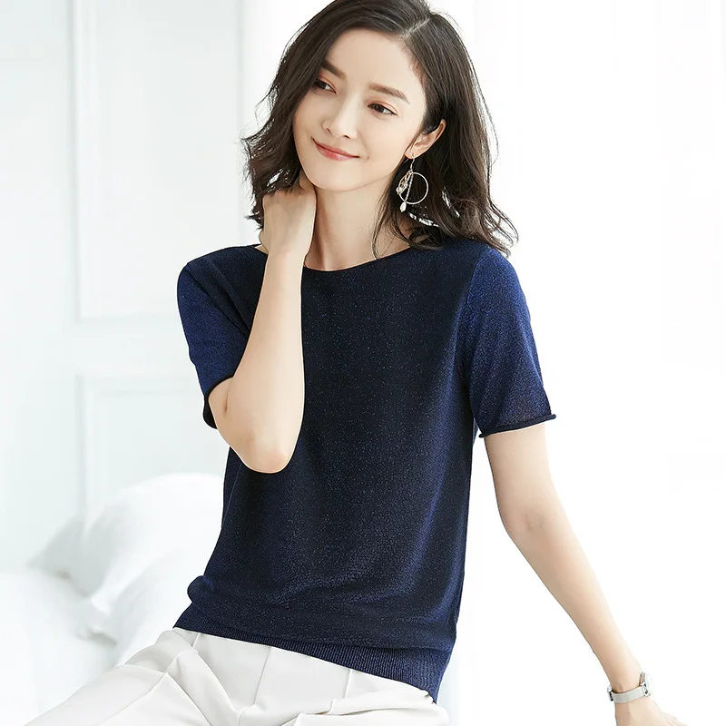 Suvance Summer Office Lady Knitted 4 Solid Color Sweater Fashion O Neck Bawting Sleeve Loose Thin Women Pullover | Женская одежда