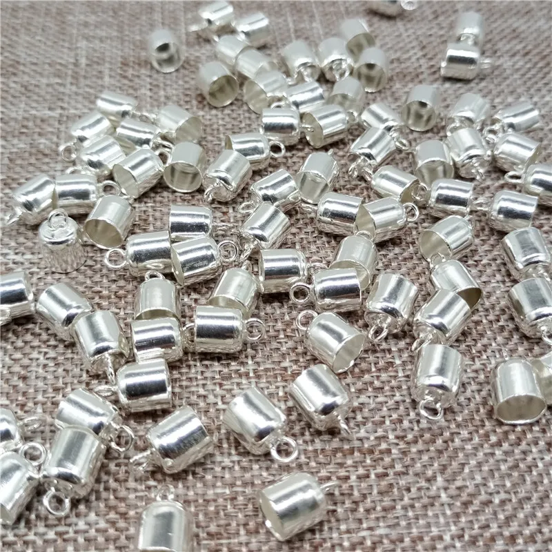 925 Sterling Silver Leather Cord End Caps with Loop 5mm Hole for Bracelet Necklace | Украшения и аксессуары