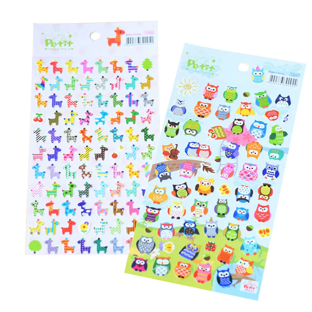 1pc Cartoon Bubble Classic 3D Animals Giraffe Owl Reward Scrapbook Stickers Toys Gift For Kids Children | Игрушки и хобби