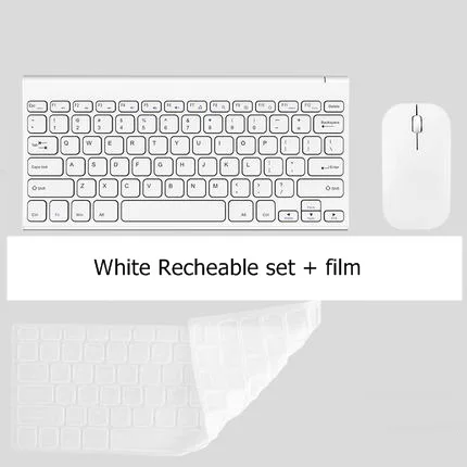 White set plus film B. O. W HW086 металлическая ультра-тонкая Тихая 2,4 ГГц портативная беспроводная клавиатура и мышь комбо для настольного компьютера, ноутбука - Цвет: White set plus film