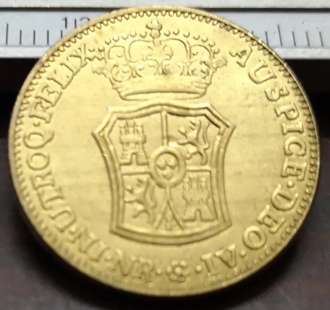 1768 Колумбия 2 Escudos позолоченная монета КОПИЯ | Дом и сад