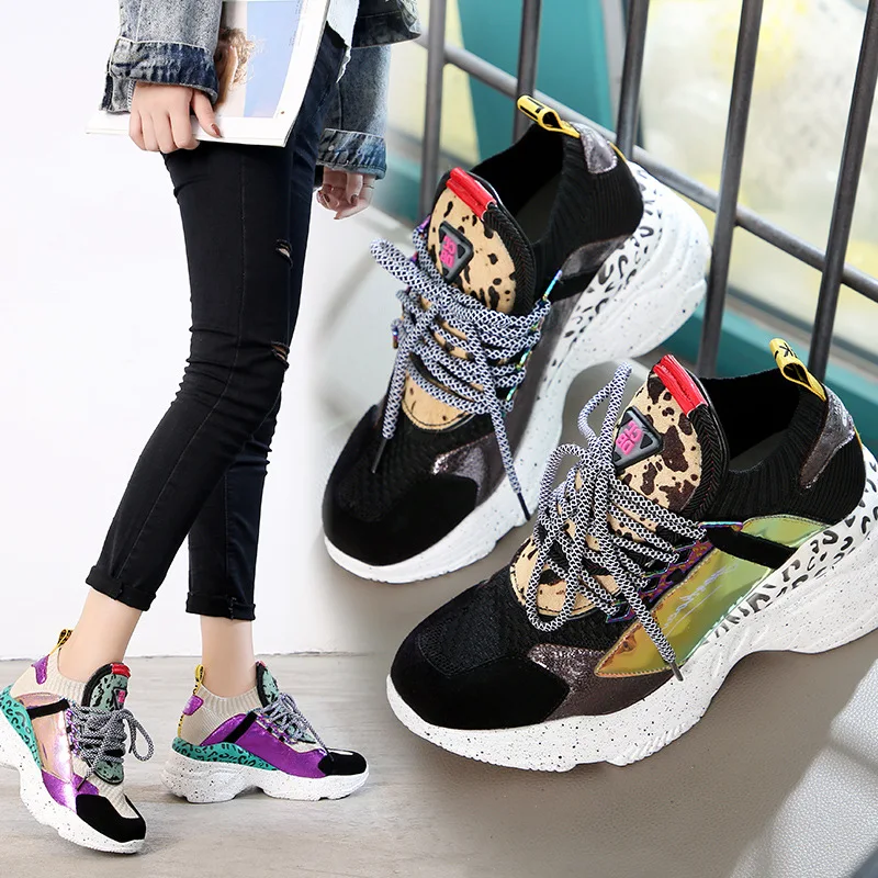 

Sneakers 2019 New Spring 35-42 Genuine Leather Suede Platform Sneakers Women Horsehair Dad Shoes Casual Flat Women Shoes Woman