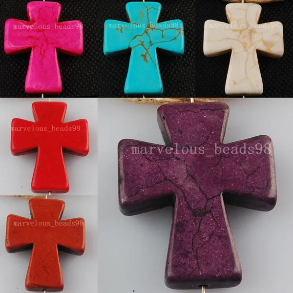 Free Shipping Beautiful jewelry 30x36mm Howlite Cross Pendant Art Wholesale WB221 | Pendants