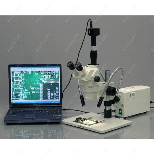 Зум-микроскоп поставки AmScope 2X-180X зум микроскоп + двойное волокно гусиная шея огни |