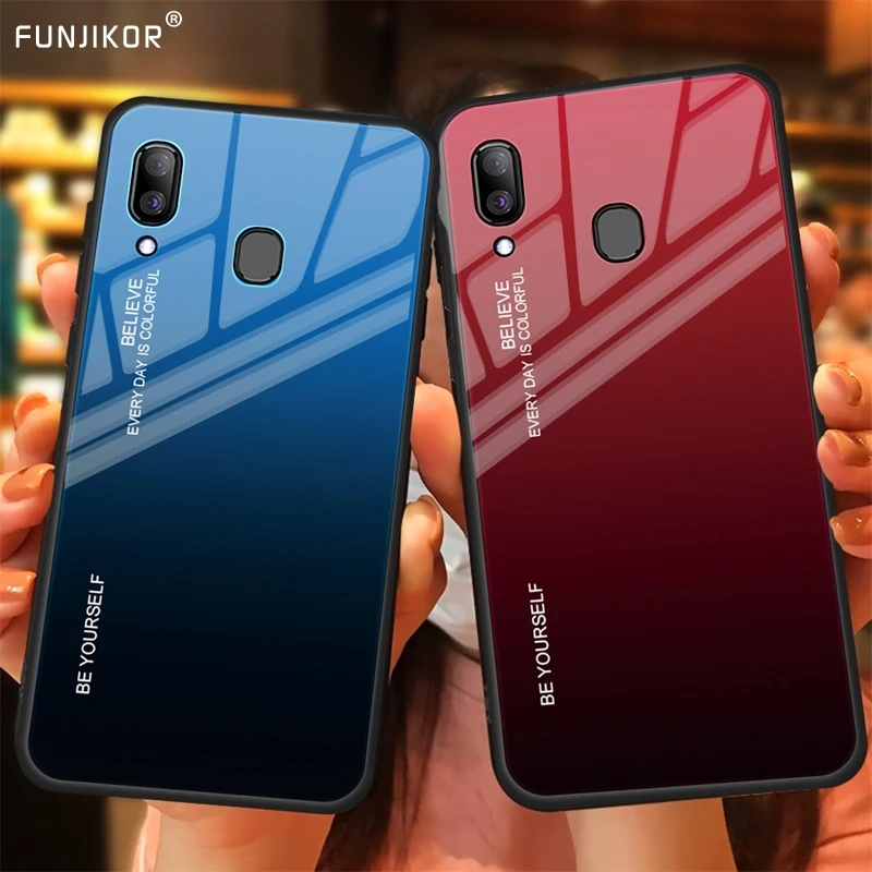 Роскошный градиентный чехол из закаленного стекла для Samsung Galaxy A20E A20S A20 S SM A202F/DS