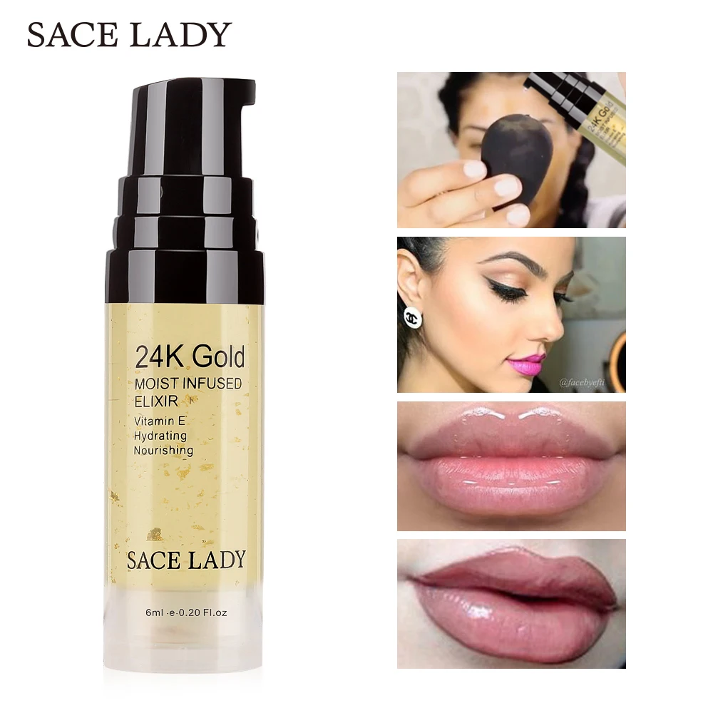 Масло для макияжа SACE LADY 24K Gold Elixir лица грунтовка 6 мл профессиональная УВЛАЖНЯЮЩАЯ