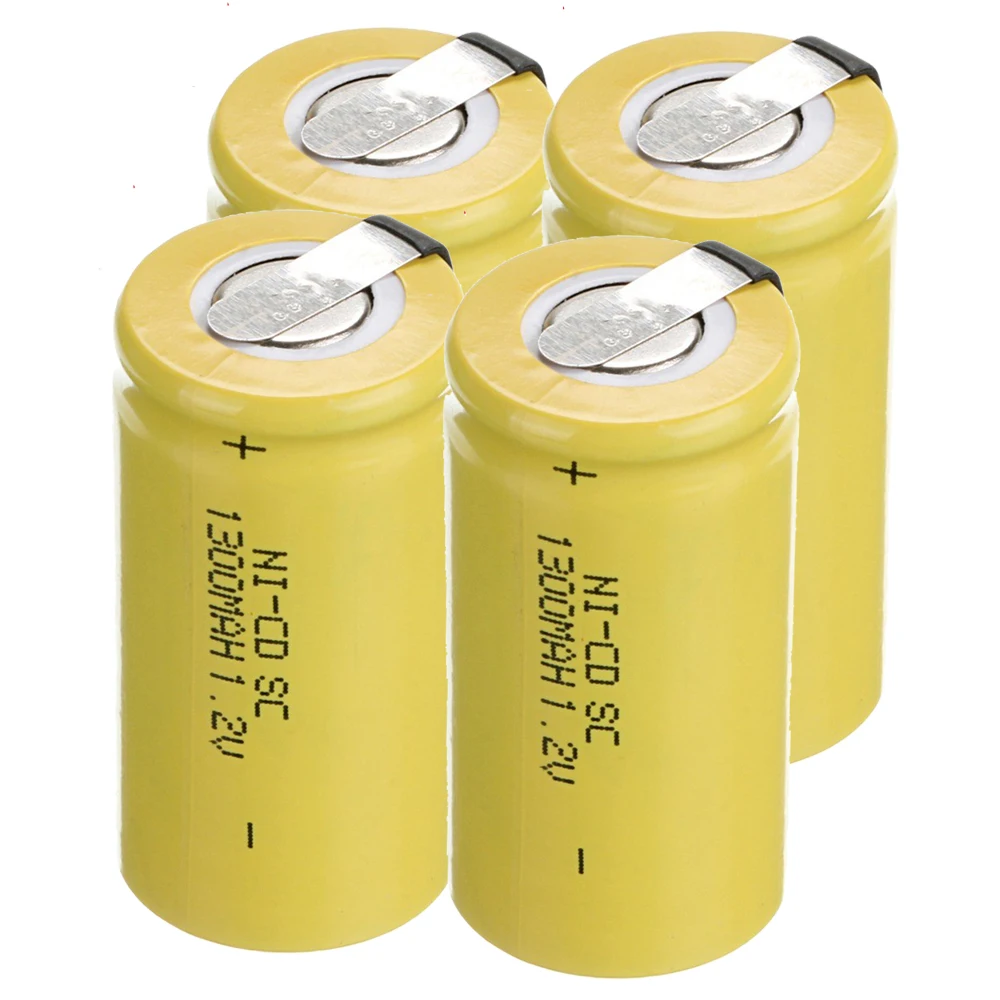Самая низкая цена 4 шт аккумулятор SC 1 2 v батареи перезаряжаемые 1300 mAh nicd Батарея