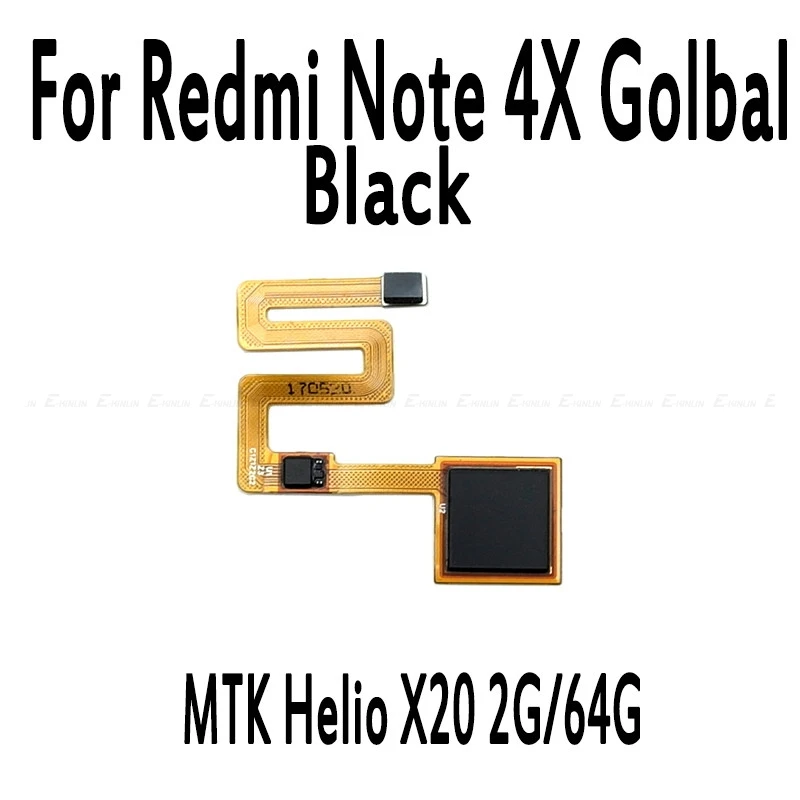 Сенсорный ID сканер отпечатков пальцев гибкий кабель для Xiaomi Redmi Note 3 Pro 4 4X глобальная Кнопка возврата домой ключ Замена частей - Цвет: Note 4X Global Black