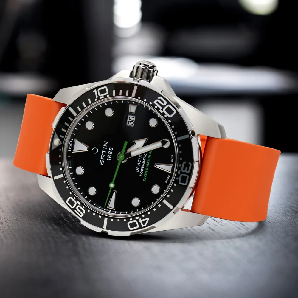 Фото Ремешок MAIKES спортивный для часов Omega, резиновый оранжевый браслет для наручных часов с черной пряжкой, аксессуары для часов 20 мм 22 мм 24 мм №5