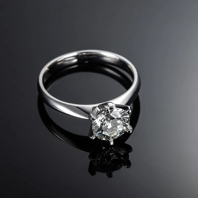 ZOCAI INFINITY NATURAL 1,0 CT GIA сертифицировано H/SI обручальное кольцо с бриллиантом круглой огранки 18 К из белого золота W00206
