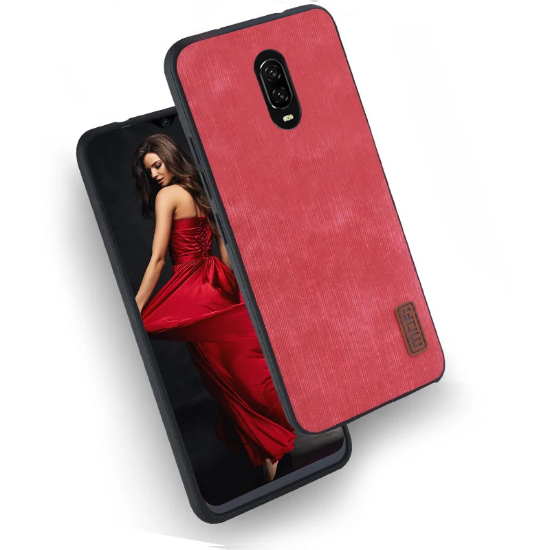 red Для Oneplus 6 T чехол One plus 6 T чехол 6 T силиконовый джинсовый кожаный магнитный автомобильный держатель Mofi для Oneplus 6 T чехол 360 - Цвет: red