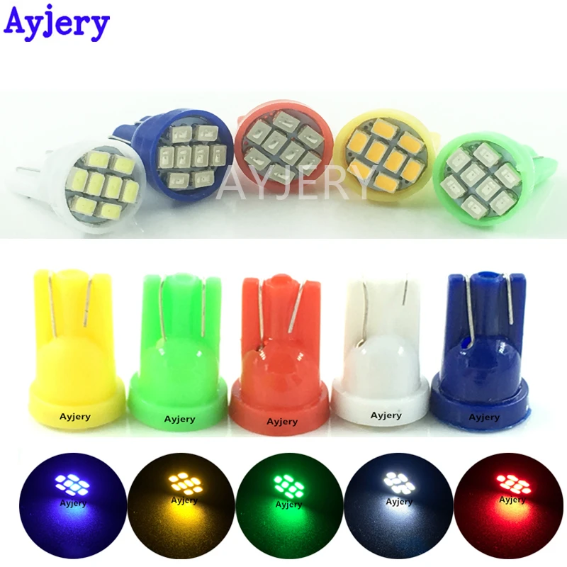 

AYJERY 500pcs DC 12V/24V Led T10 8 smd 1206 8leds 8SMD Car Light 194 168 192 W5W 3020 Auto Wedge White Clearance lights