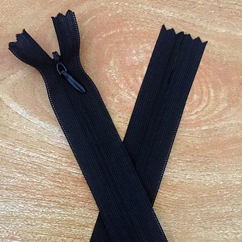 Black 10 pieces#3 30 cm(12 inch) nylon invisible soft tulle coil zipper sewing(color please choose - Color: Black