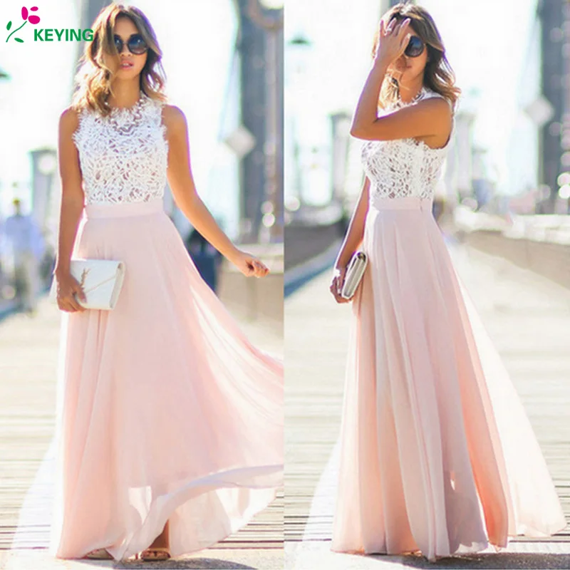KEYING Gogooi New Arrival 2017 Sring Evening Party Hollow Out Beach Dress Womens Boho Sleeveless Maxi dresses | Женская одежда