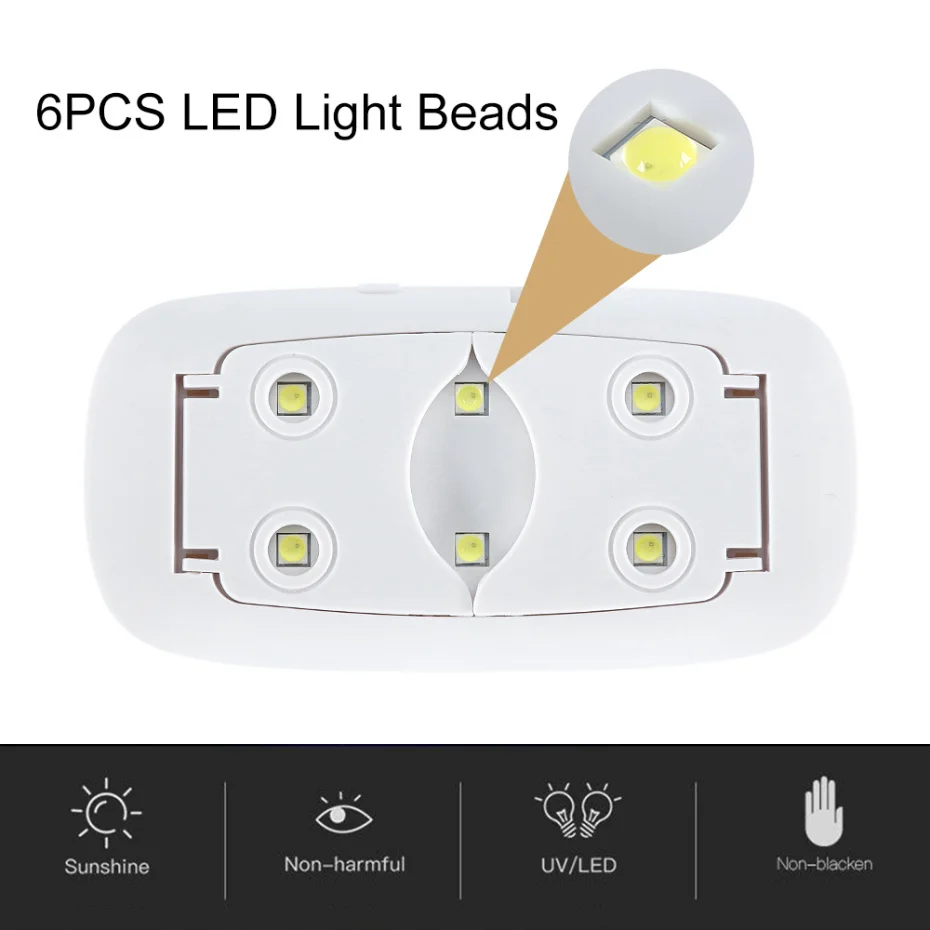 Мини 9 Вт Сушилка для ногтей УФ светодиодная лампа портативный USB зарядка 45s 60s