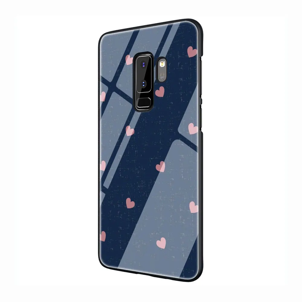 Милое розовое сердце закаленное Стекло TPU черный чехол для Galaxy S7 край S8 S9 плюс S10 Note 8, 9, 10, A10 20 30 40 50 60 70 - Цвет: G6