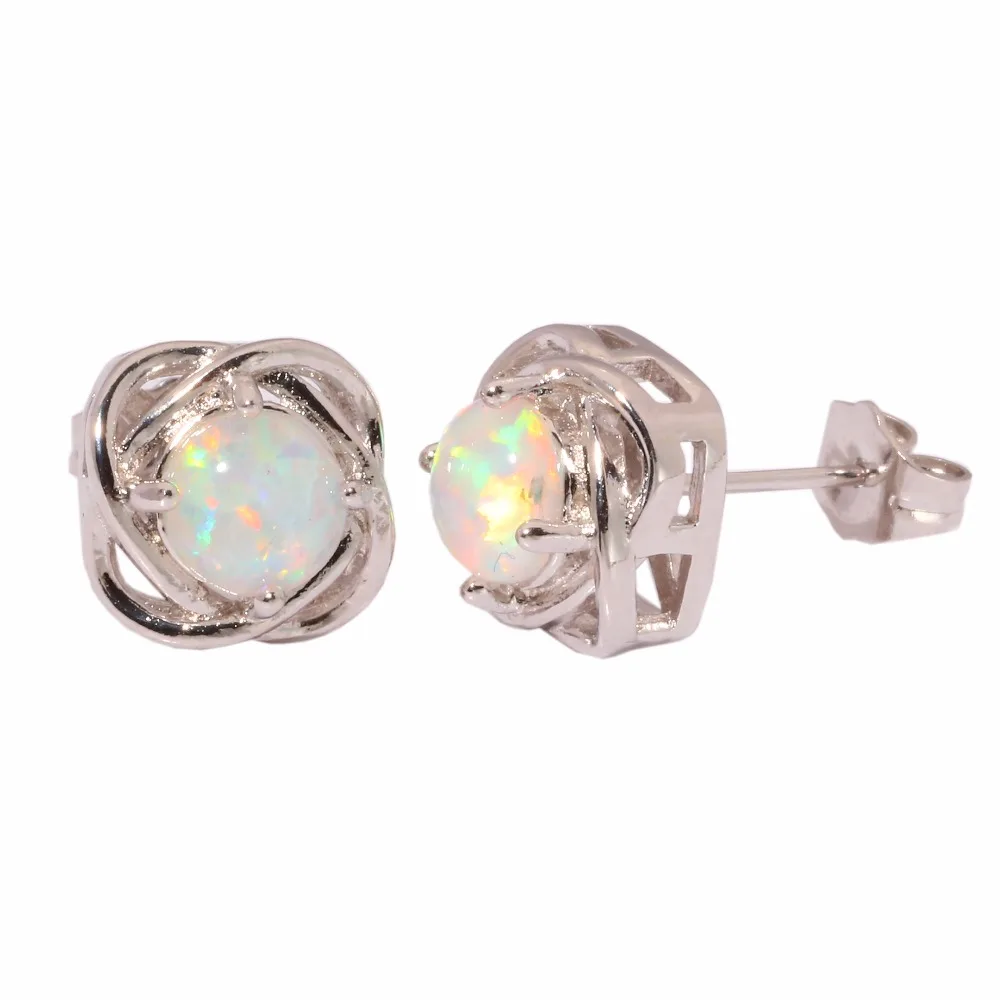 Женские серьги гвоздики с опалом 11 мм|silver plated|white fire opalsilver silver |