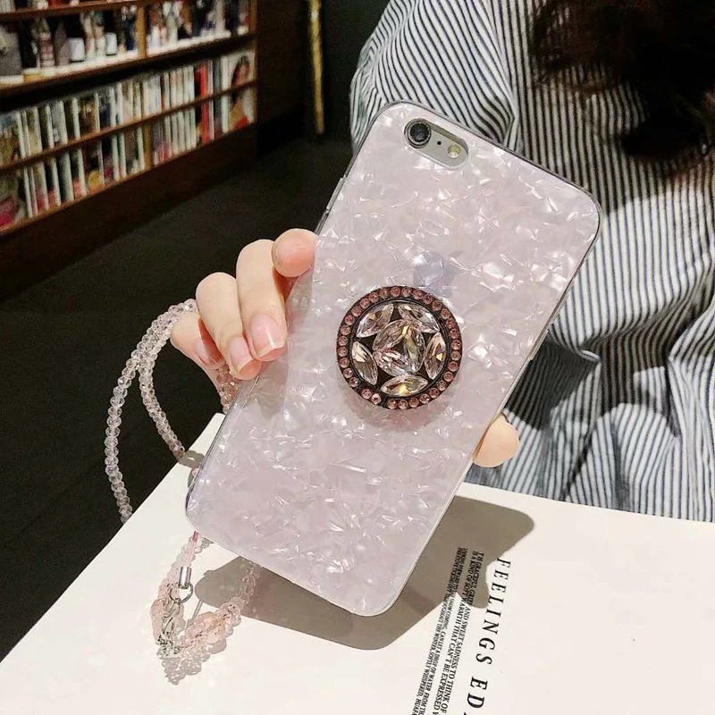 Casyva Fashion Explosion Phone Case for Samsung S7 edge S8 S9 S10 PLUS J7 J5 PRIME NOTE 8 9 Shell pattern lanyard Back Cover |